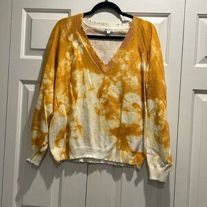 Minnie Rose Marigold & White Sweater, Size XL